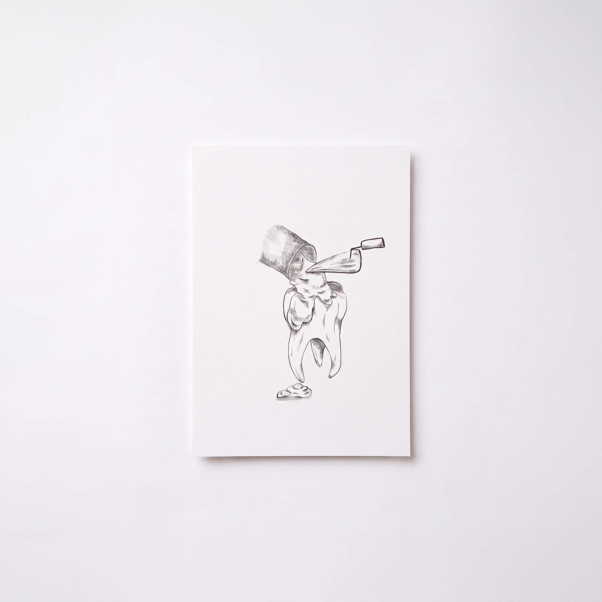 Illustration of a dabbing tooth holding a toothbrush